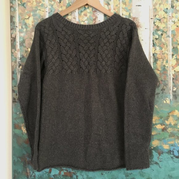 Roots Grey Cable Knit Wool Blend Sweater - Picture 3 of 8